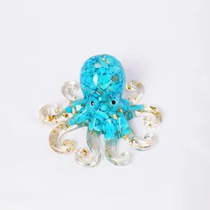 Random Color Natural Crystal Octopus Statue, Crystal Carvings, 1 Count Creative Desktop Ornament, Decorative Ornament for Home Office Tabletop, Crystal Decorations