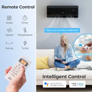 COSTWAY - 9100 BTU 20.5 SEER2 115V WiFi Enabled Mini Split AC Compatible with Alexa Gray