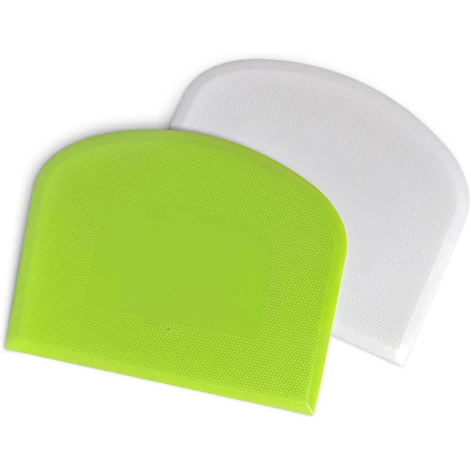 Bowl Spatula & Bench Scraper,Flexible Plastic Multipurpose Kitchen Pastry  Tool, Scrappers for Bread Dough Baking Cake Fondant Icing,Set of 2 count - White,Green