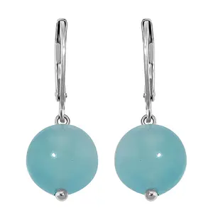 Shop LC Dainty Amazonite 15.00 ctw Beaded Lever Back Earrings in Stainless Steel