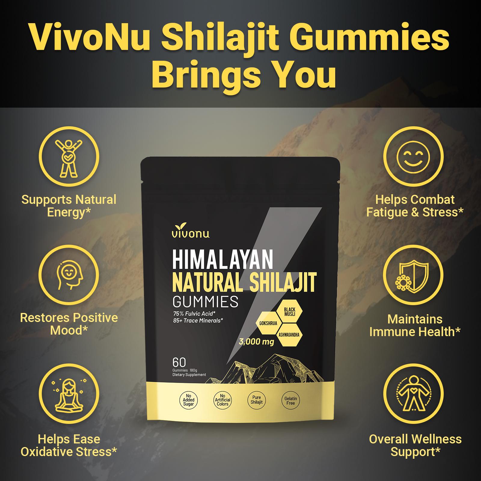 VivoNu Himalayan Shilajit Gummies | Resin Formula, Organic Vitality Support, Traditional Energy & Strength Booster for Men & Women |Natural Mineral |naturalenergy |menshealth SummerVibes