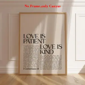 Vintage Poster Wall Art Print, Corinthians Chapter 13 Bible Verse Canvas Painting, Unique Creative Home Decor for Living Room & Bedroom, Unframed Art Print