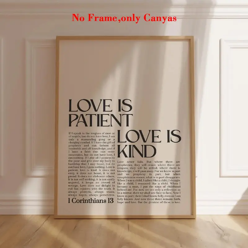 Vintage Poster Wall Art Print, Corinthians Chapter 13 Bible Verse Canvas Painting, Unique Creative Home Decor for Living Room & Bedroom, Unframed Art Print, Canvas Prints, Artwork