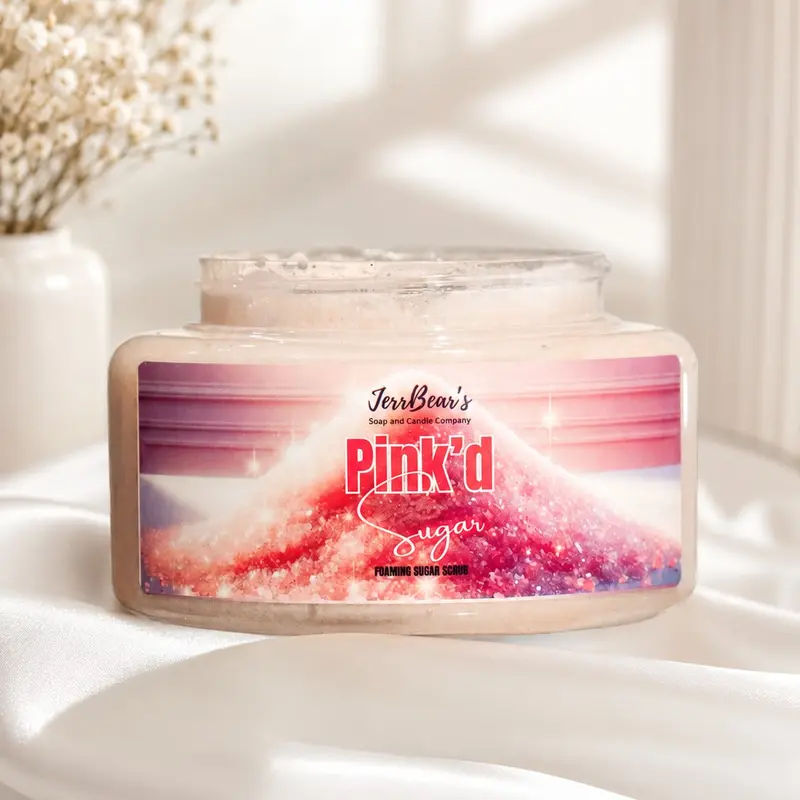 JerrBear's Foaming Sugar Scrub Cleanser - Gentle, Nourishing, Hydrating Body Care, Aluminum-Free, Alcohol-Free Exfoliating Body Polish for Adults, Leg Care & Daily Routine, 8 oz, Lock in Moisture