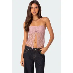Twilight Sheer Lace Split Front Top