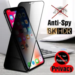 Full Cover Privacy Screen Protector for iPhone 11 12 13 14 15 Pro Max Anti-Spy Tempered Glass Durable Protection with Bubble-Free Installation