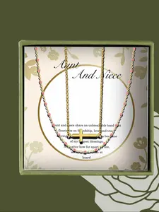 Cross Design Pendant Necklace with Box, with Greeting Card (Auntie and Niece), Elegant Charm Necklace for Women for Gift, Clavicle Chain Necklace, Fashion All-match Accessories for Daily Wear