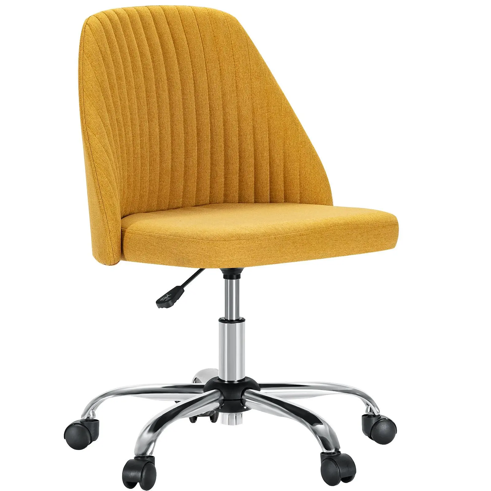 Armless Small Desk Office Chair Cute Vanity Swivel Chair with Back Modern Fabric with Wheels Swivel Task Home Computer Chair