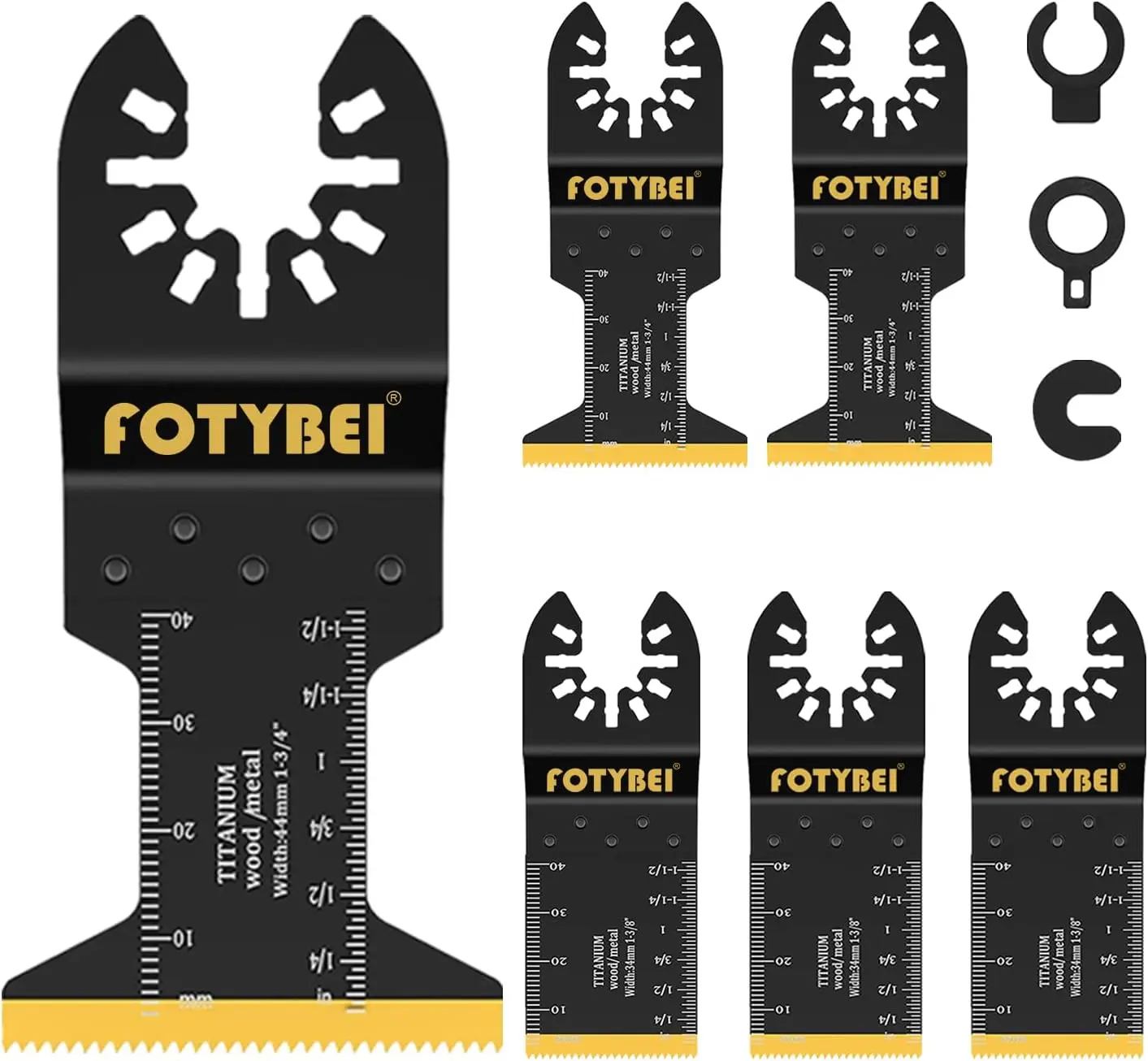 5 Pcs Wear-Resistant Titanium Oscillating Tool Saw Blades, Universal Multi-Tool Fit for Dewalt, Ryobi, Bosch, Milwaukee, 2 Sizes for Cutting Soft Metal Nails, Hard Material, Plastic, Metal and Wood