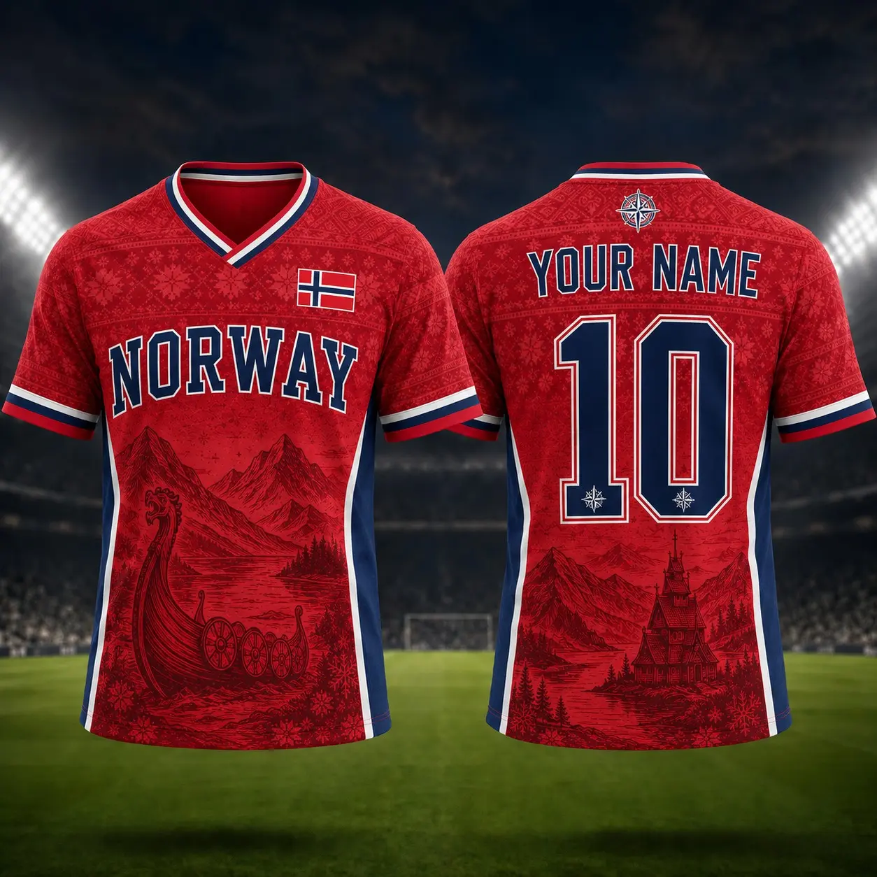 Norway Inspired Soccer Fan Jersey Personalized Name Number Sports Shirt Men Women Size S-5XL
