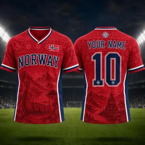 Norway Inspired Soccer Fan Jersey Personalized Name Number Sports Shirt Men Women Size S-5XL