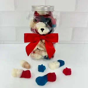 Sweet Red, White, and Blue Gummy Mix, Bear Jar Candy Snack Mix, .75 lbs mix