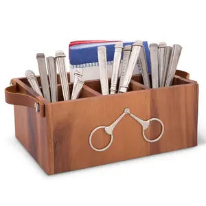 Arthur Court Flatware Caddy - Horse Bits Leather Handles