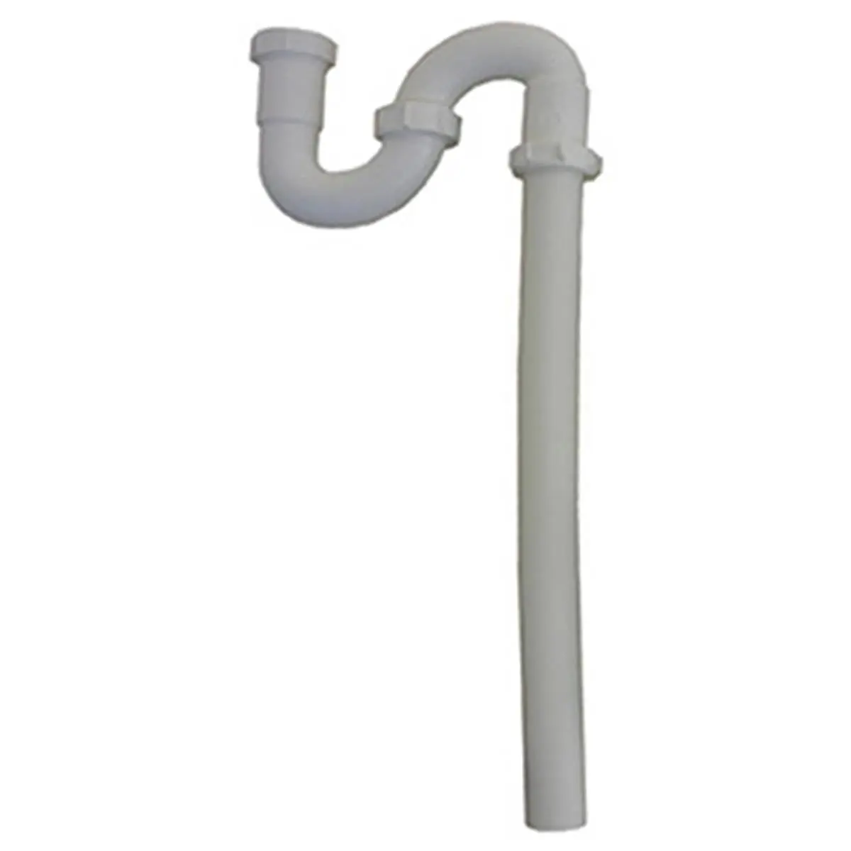 212 MAIN PVC Lavatory Floor Drain - Larsen Supply 03-4339, 1.25" Inlet, White, S-Trap Shape, Includes Nuts, Inlet 1.25"