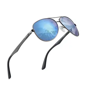 ZENOTTIC Polarized Aviator Sunglasses for Men Carbon Fiber Temple Pilot Sun Glasses with Mirrored Lens UV Protection
