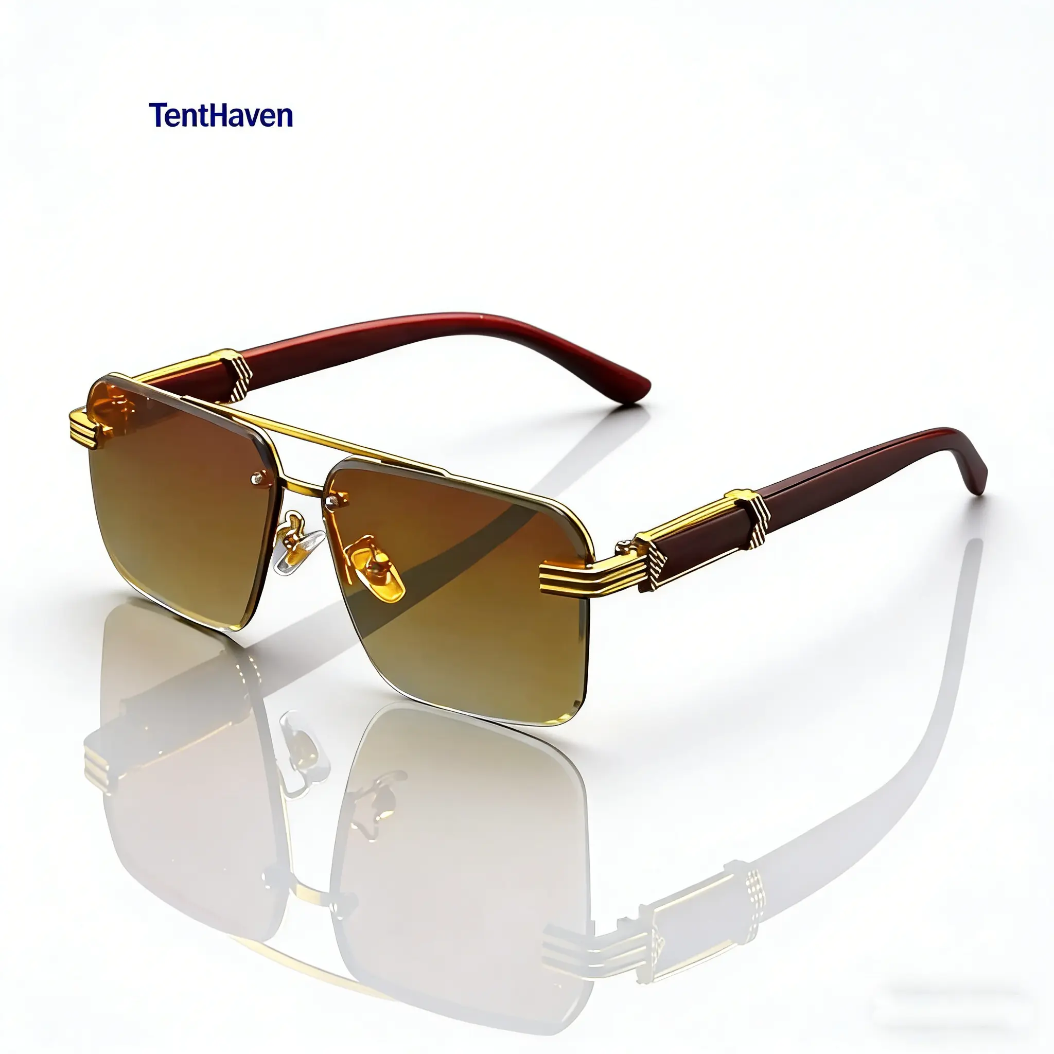 Unisex 4-Piece Retro Square Lightweight Frame Sunglasses - Men's Sunglasses, Oversized Round/Rectangular, Double Bridge, Decorative, Frameless Classic, Ideal for Party, Casual Wear (Accessories Not Included)