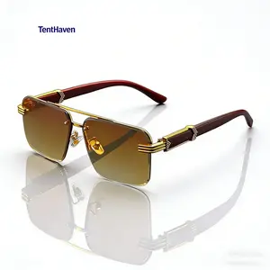 4-Piece Unisex Retro Square Glasses - Oversized Round/Rectangular Frames, Double Bridge Design, Unisex Lightweight Decorative Eyewear, Perfect for Party, Casual Wear - Accessories Not Included, Versatile Classic Frameless Style, Men's Retro Sunglasses, Me