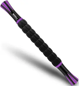 Muscle Roller Massage Roller Stick- Deep Tissue Fascia Blaster for Myofascial Pain Relief, Lymphatic Drainage & Body Sculpting, Handheld Physical Therapy & Recovery Tool (Purple Black-18 Inch) MZDXJ