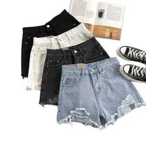 Korean Denim Holes Shorts For Women  Fashion High WaistWide Leg Short Jeans Female Designer Casual Street Short 2025 New Trend