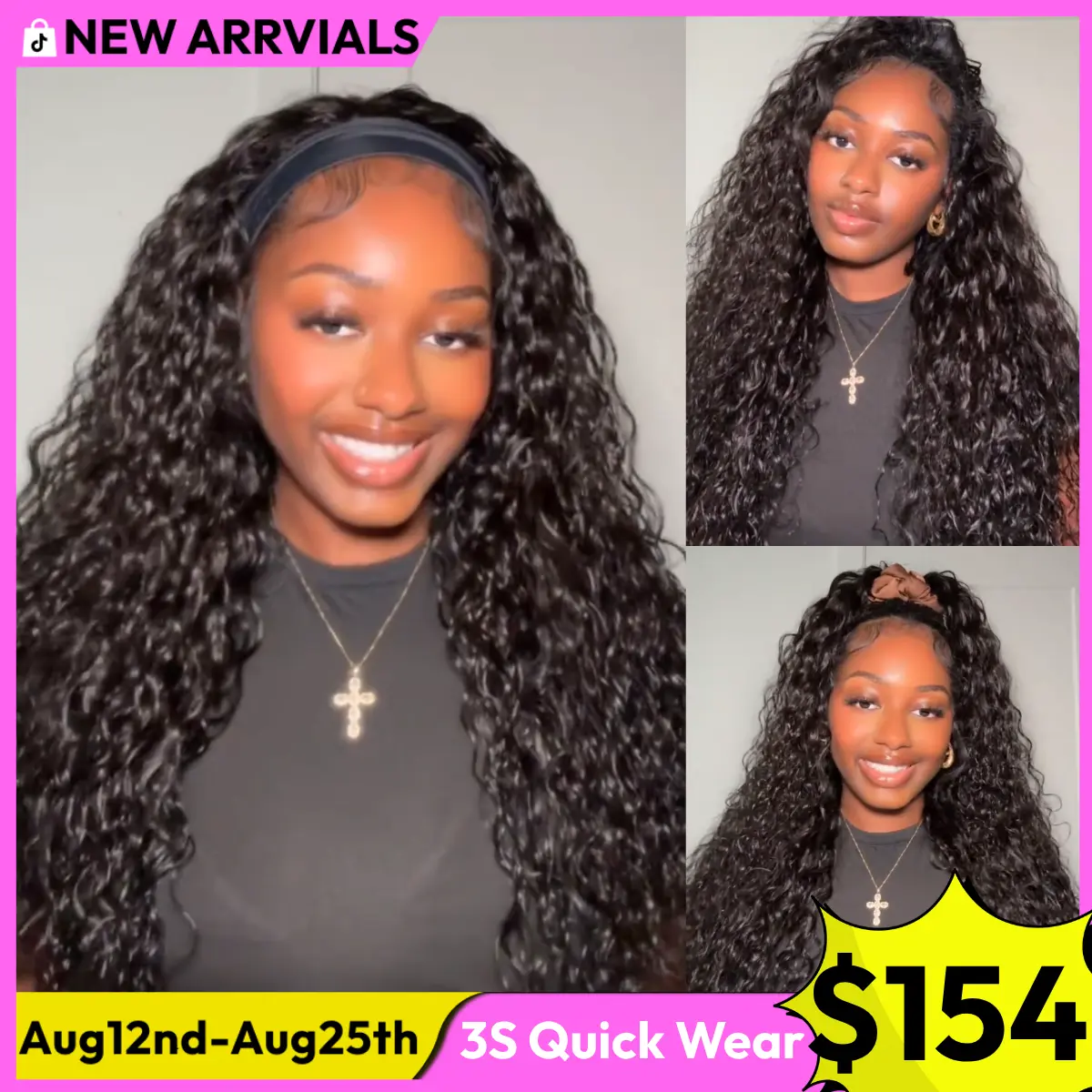 UNice Zero Stress Water Wave Zip Headband Wig Human Hair with Drawstring Glueless No Slipping Secure All Day Wigs 2-In-1 Switch Half Wig 3S Quick Wear Beginners Friendly Summer Wig SummerArrvials