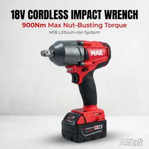 MAE 18V 900Nm 1/2 Inch Impact Wrench For Heavy Truck Repair rapid charger screwdriver