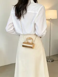Mini Fashion Classic Solid Color Mirror Acrylic Box Bag, Personalized Handle, Travel Shopping, Elegant Chain Design, All Seasons