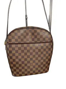 Pre-owned Louis Vuitton canvas Shoulder Bags Brown Damier Ebene Ipanema GM Shoulder Bag Classic Checkered Pattern