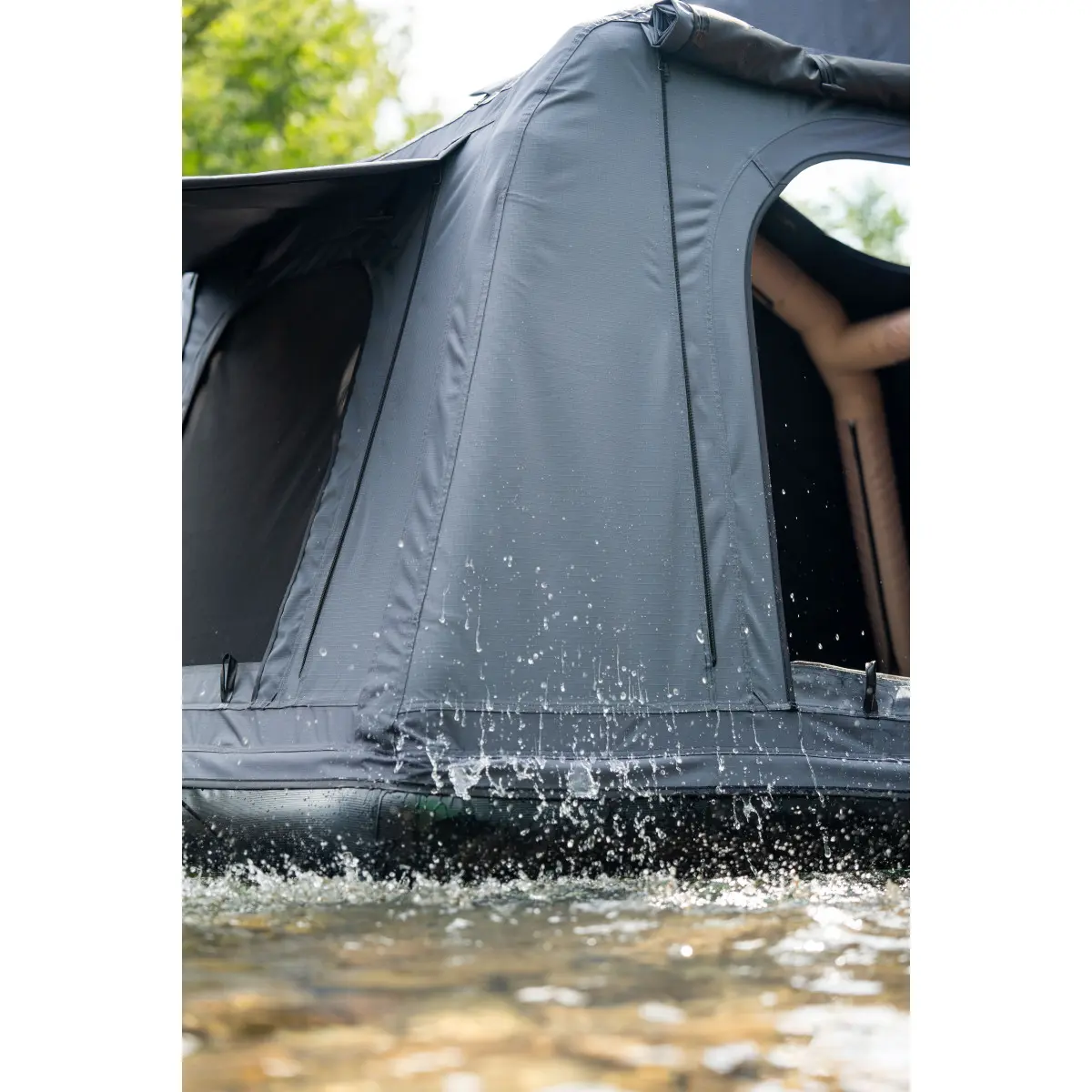 Foldable 2-3 People Amphibious Inflatable Car Roof Top Tent Camping Outdoor Glamping Camping Tent for SUV, Truck And Universal Auto Self-Driving Touring (Without Ladder, Black)