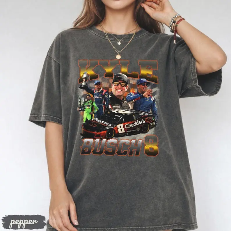 Comfort Colors Kyle Busch T-Shirt, 90s Bootleg Style Racing Fan Gift