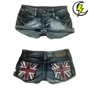 Women's Fashion Hip Hop Style Dressing Up Y2K Mini Shorts Harajuku Pocket Printed Baggy Hot Sexy Denim Shorts Summer Shorts