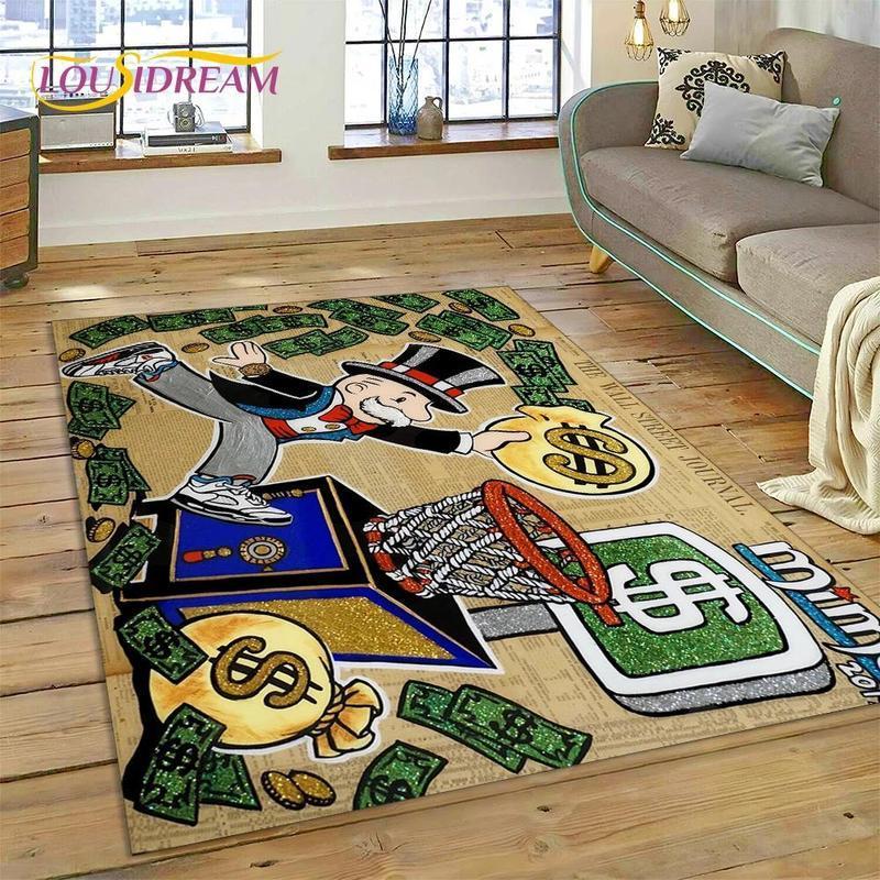 Game Dollar Monopoly Cartoon Money Rug Carpet for Living Room Bedroom Home Decor,Floor Mat Non-slip Decoration for Sofa Doormat house plush modern floor rug