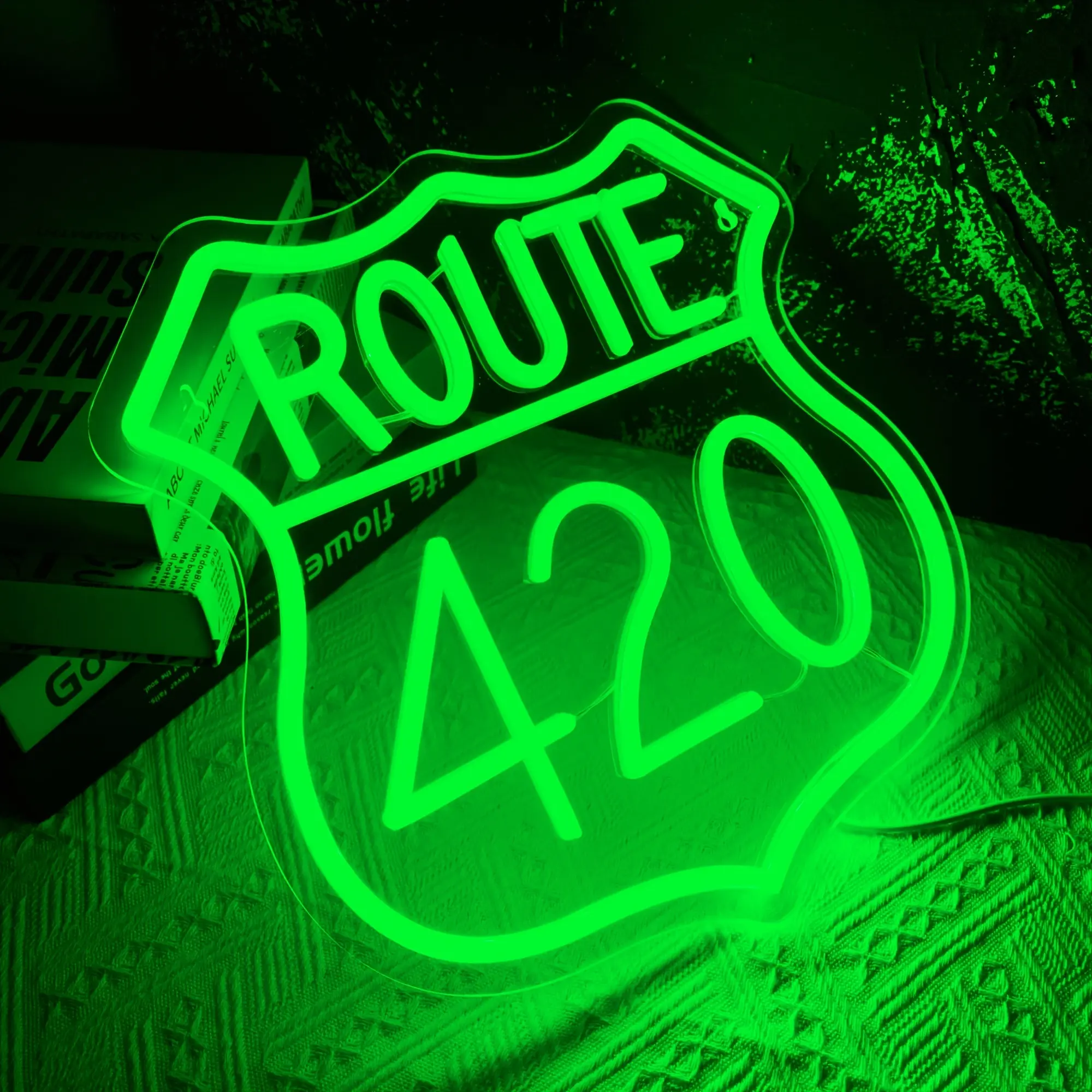 Route 420 USB Neon Retro Road Trip Light, Neon Sign Lamp, Vibrant Colors for Relaxing Ambiance, Ideal Bedroom Bar Garage Decor Gift