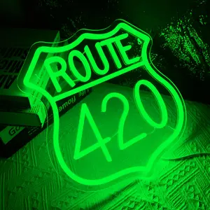 Route 420 USB Neon Retro Road Trip Light, Vibrant Colors for Relaxing Ambiance, Ideal Bedroom Bar Garage Decor Gift, Neon Sign