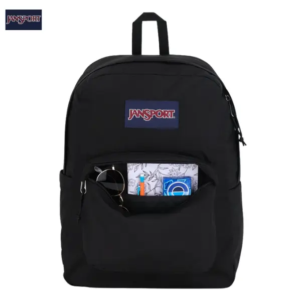 JanSport SuperBreak One Black Backpack 25L – Durable Lightweight School Bookbag with Front Organizer Pocket for Students, Travel, Work & Everyday Carry