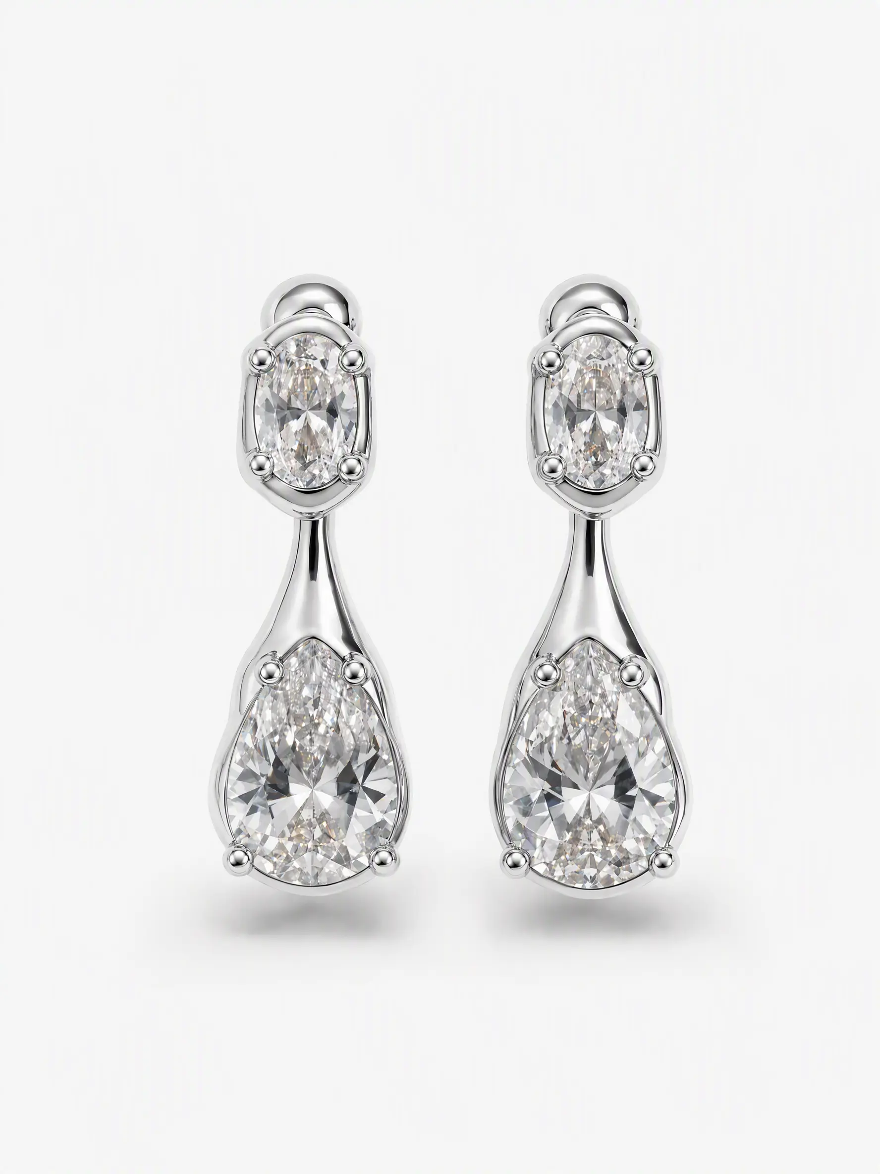2-in-1 Waterdrop Earrings, Sparkling Cubic Zirconia Drop Earrings for Women, Gold Plated Convertible Stud Earrings, Dainty Elegant Jewelry Gift With Box