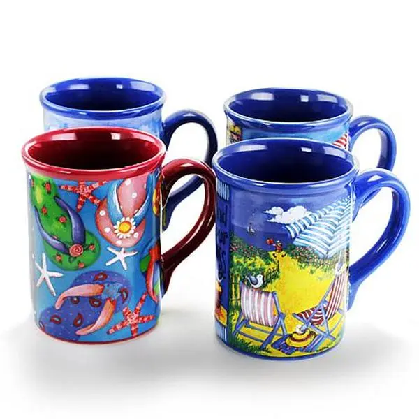 Gibson Home Beachcomber 4pc 16oz Stoneware Mug Set in Assorted Designs Gibson Home Beachcomber 4pc 16oz Stoneware Mug Set in Assorted Designs