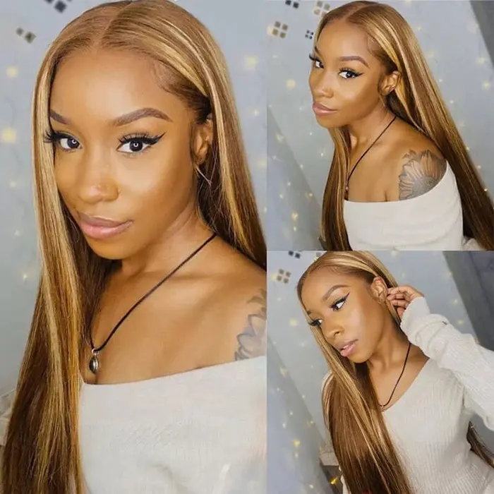ISEE HAIR 7x5 Lace Closure Wig - Beginner Friendly Wear Go Glueless Silky Straight Highlight Brown Lace Closure Wig #ISEECrochetNewArrivals #SummerVibes, Beginner Friendly Wig