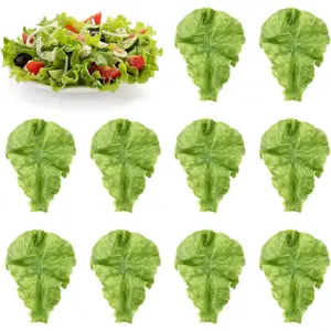 10 PCS Realistic Artificial Green Leaf Lettuce, Plastic Simulation Vegetables Model, Faux Lettuce Leaves for Home Kitchen Easter Party Feast Decoration, Fake Green Vegetable Food for Display