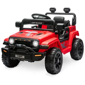 【Christmas Gift】 12V Ride On Truck Car, Toddler Ride On Toy w/Parent Remote Control, Steering Wheel Music, 4-Wheel Spring Suspension, Led Lights, 2 Speeds, Kids Electric Vehicles