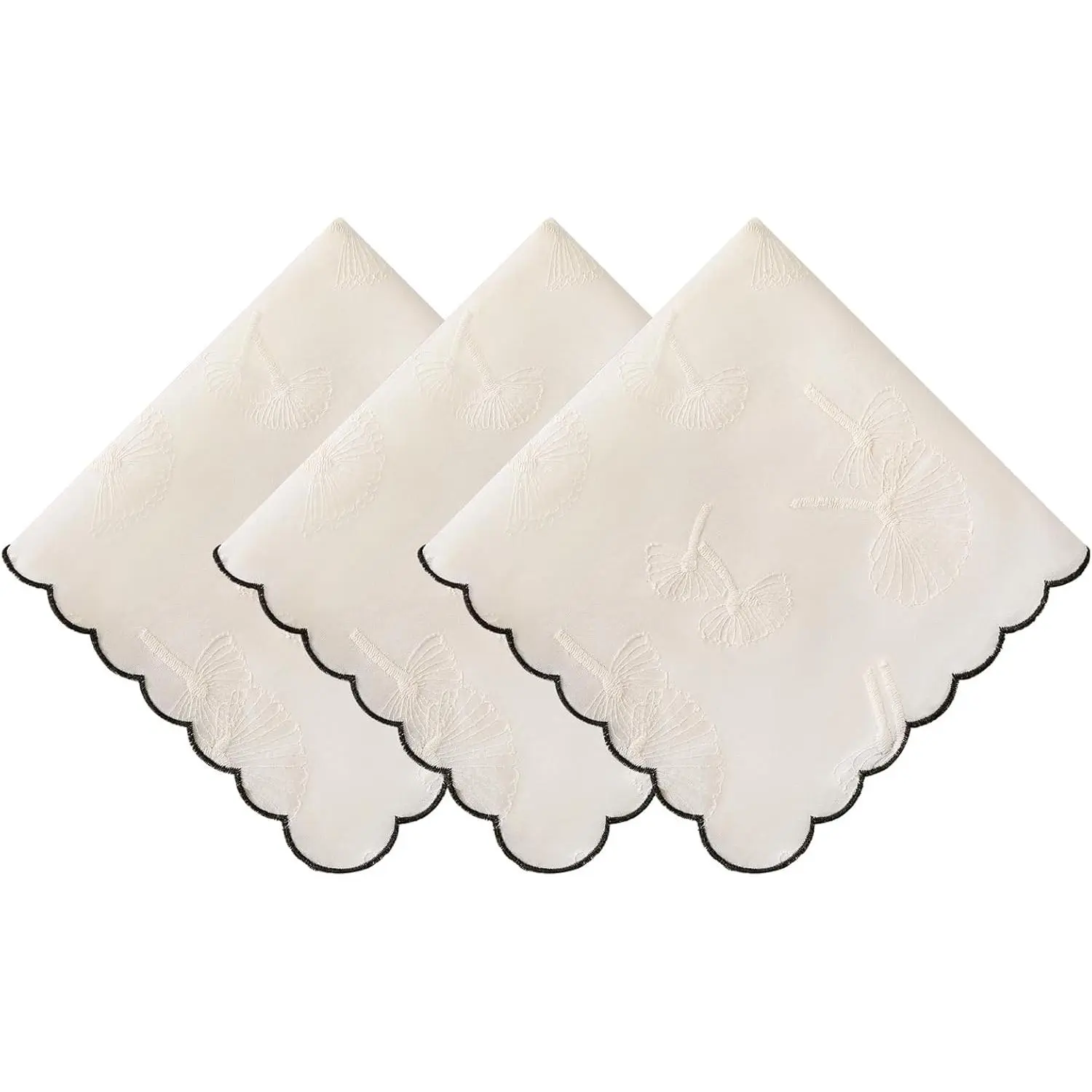 Soft Cotton Handkerchiefs for Women, Women's Handkerchiefs With Embroidered Dandelions Flower Hankies for Ladies 3 count
