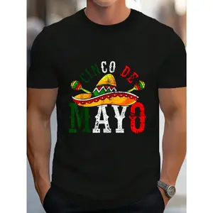 100% Cotton Cinco De Mayo Mexican Lets Fiesta 5 De Mayo Men T-Shirt Women's Men's Graphic Tee Crew Neck summer vacation Tops