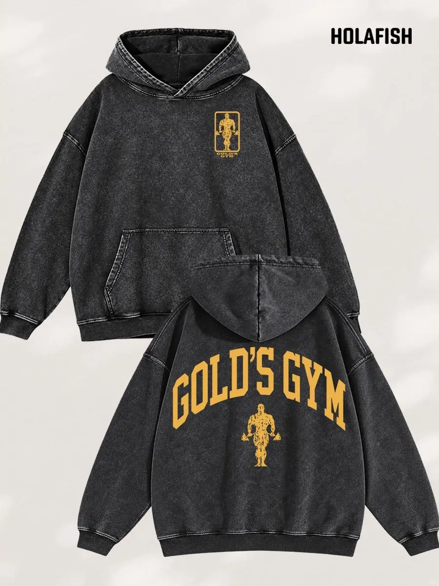Holafish Vintage Acid Wash Hoodie Retro Streetwear Must-have Tops Unisex Classic Gym Graphic Hoodie Old School Acid Wash Hoodie Oversized Workout Casual Pullover Hoodie Loose Fit  Womenswear Long Sleeve Sweatshirts