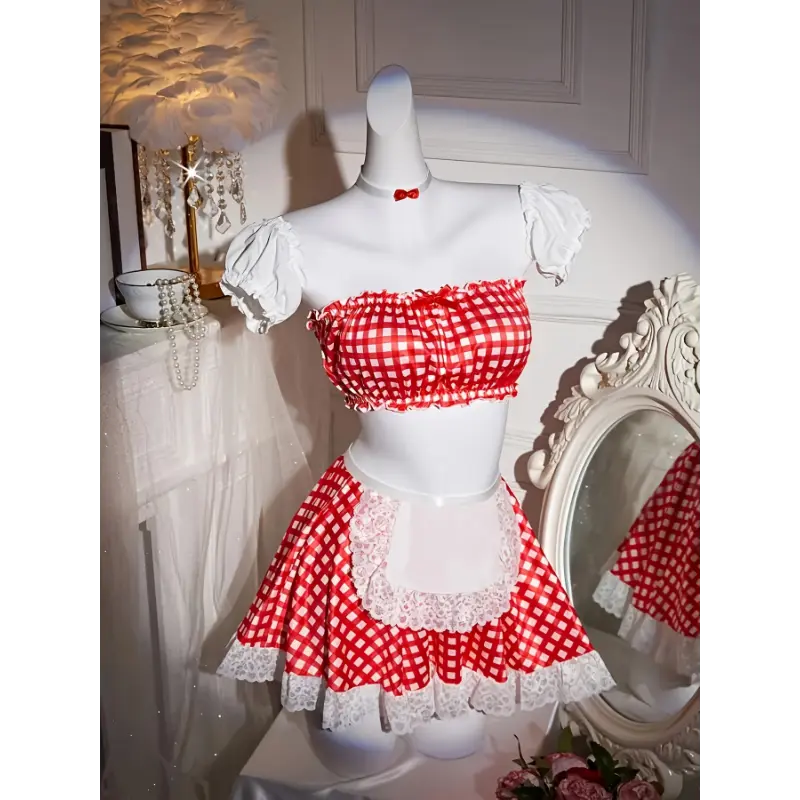 red french maid dress Red And White Sexy Maid costume