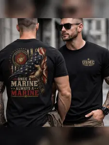 Once a Marine Always a Marine Shirt, USMC Veteran T-Shirt, Patriotic Military Graphic Tee, American Flag Tribute Shirt, Marine Corps Pride Gift, Veteran Appreciation Tee