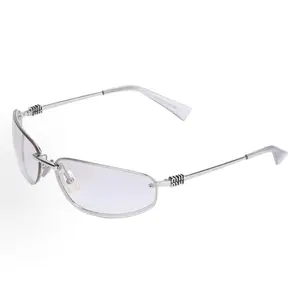 Pre-owned Brand New, Miu Miu SMUA50 Y2K Silver Metal Narrow Cat Eye Sunglasses