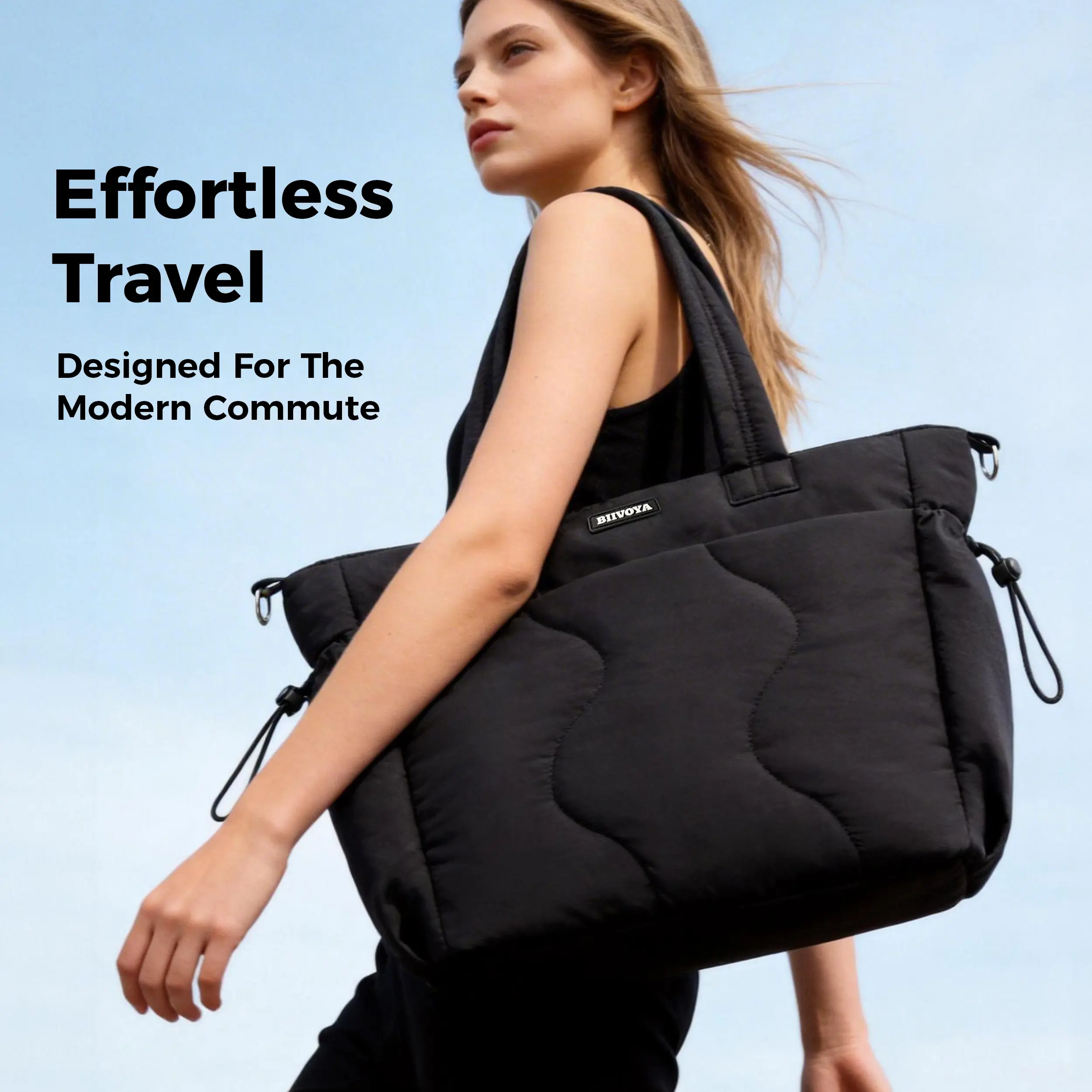 BIIVOYA Summervibes Puffer Tote Bag for Women, 15.6 display picture 2