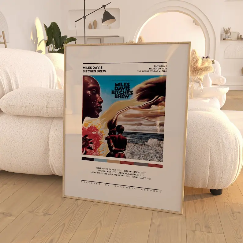 Miles Davis - Bitches Brew Album Poster / Album Cover Poster / Room Decor / Wall Art / Music Gifts / Miles Davis Album Glossy Photo