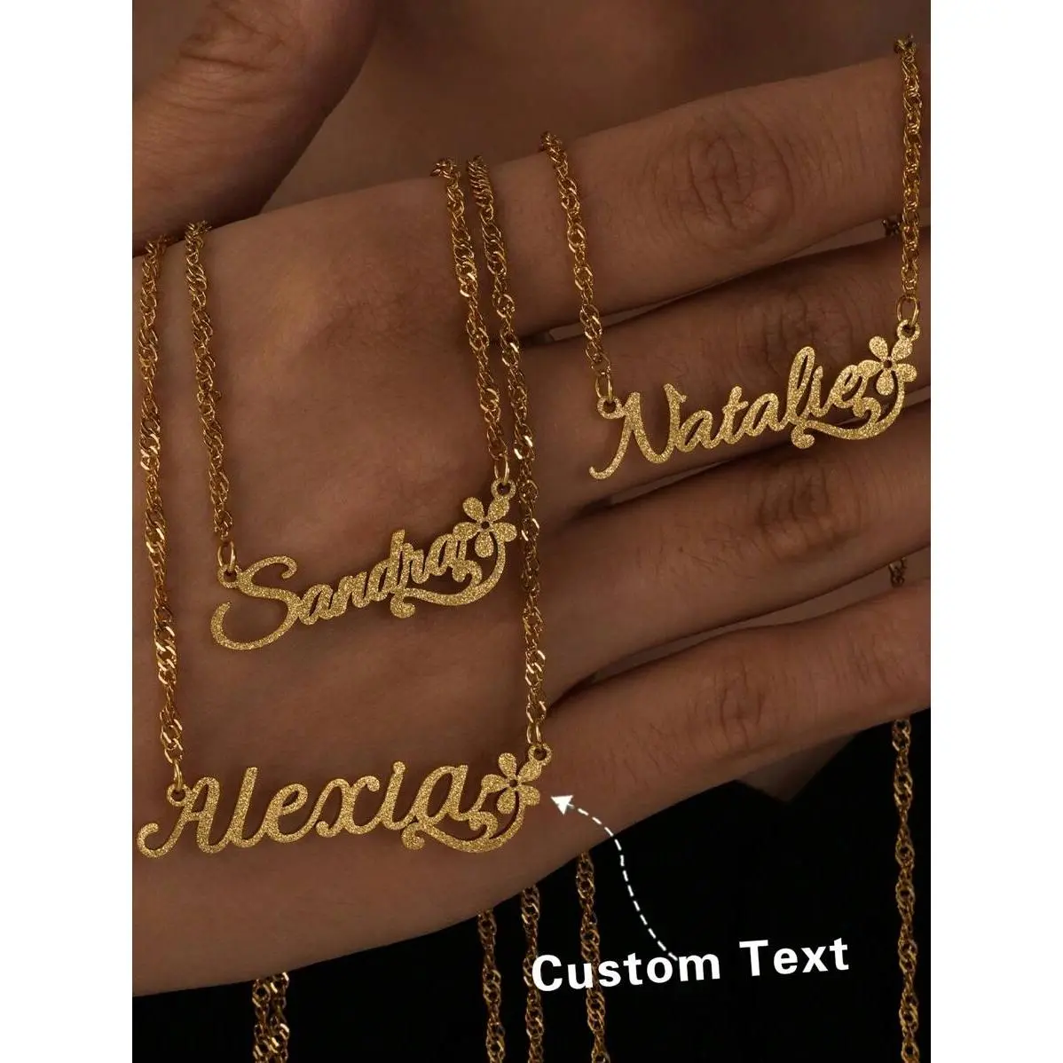 Elegant Quality Versatile, Fashionable Luxury, Minimalist Noble, Youthful Beautiful Sexy Personalized Gold Petal Name Text Pendant Necklace, Birthday Gift, Customized Gift, Anniversary Gift, Customized Jewelry, Commemoration Gift, Gift For Friends, Family