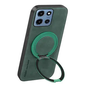 360° Spin Magnetic Stand for MOTO G Power 2025 /G 2025 /G 5G 2024/G Play 2024 5G /G Play 2024 4G /G Power 2024 5GCase, Luxury faux leather Case for MOTO G 2025 Phone Case, Fit for MagSafe, with Kickstand Rotatable, Fit for car holder