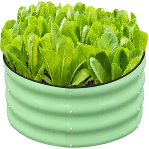 2x2x1ft Round Galvanized Raised Garden Bed Kit Outdoor, Metal Planter Box for Planting  Vegetables, Green